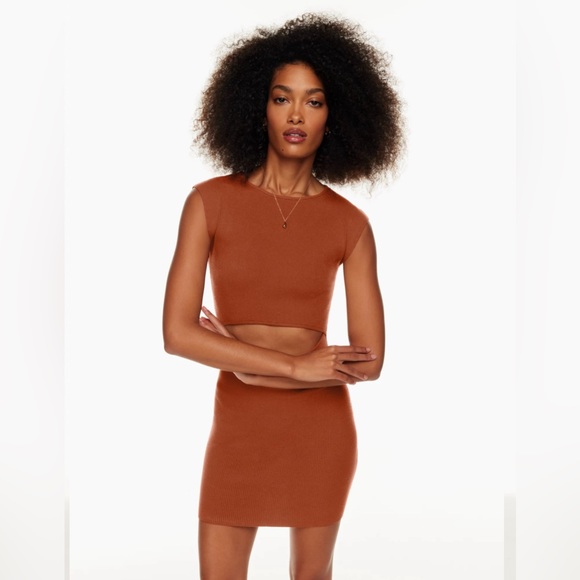 Wilfred Cut-Out Knit Mini Dress (copper red) - Picture 4 of 8